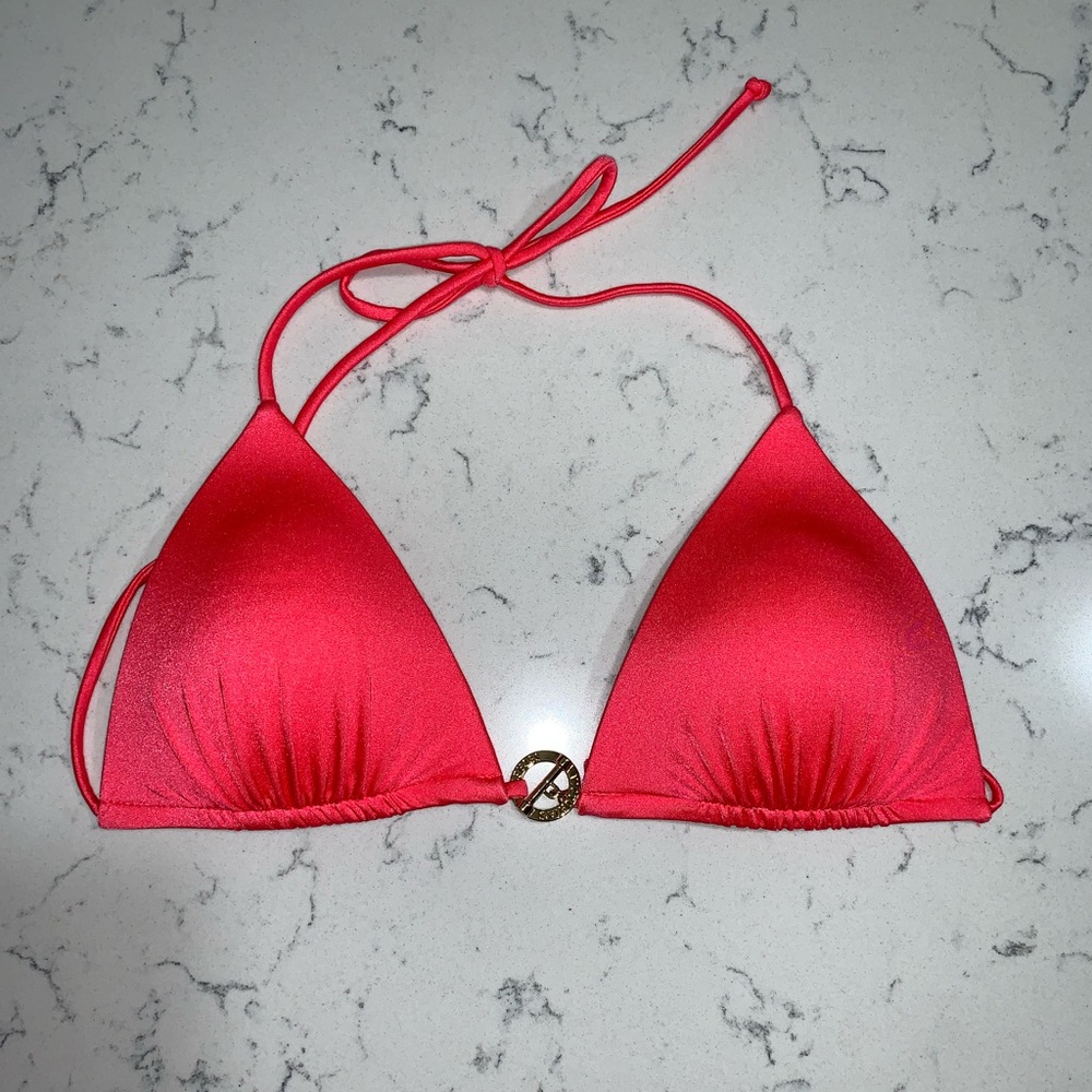 Victoria’s Secret push up Gold Toggle bikini top shimmer peachy pink medium.